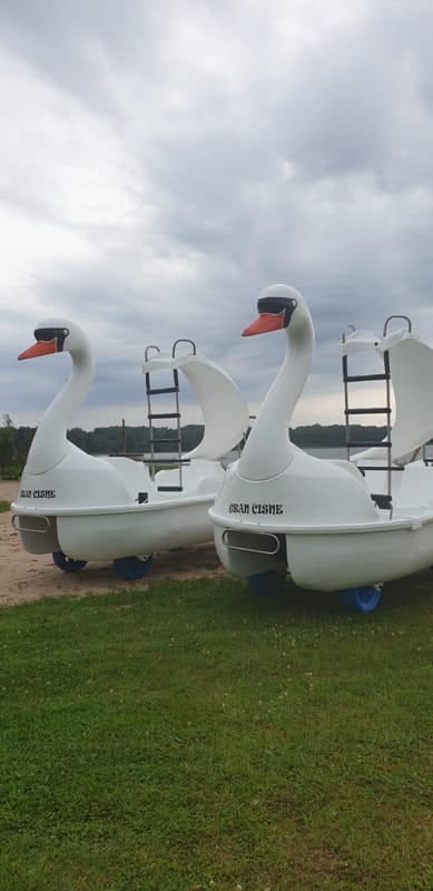Kalna Raskumi, Viesu nams, Vecpiebalga, Alauksta ezers | Swan water bike with water slide