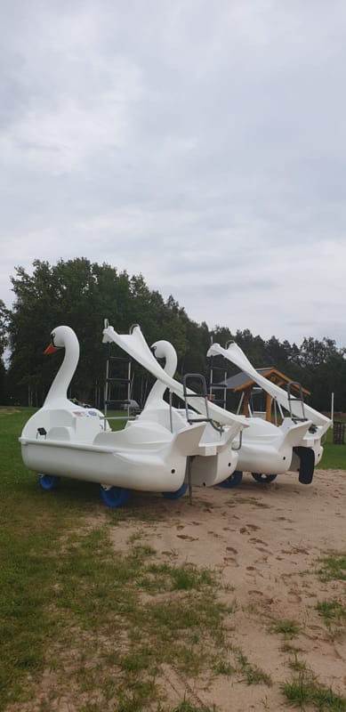 Kalna Raskumi, Viesu nams, Vecpiebalga, Alauksta ezers | Swan water bike with water slide