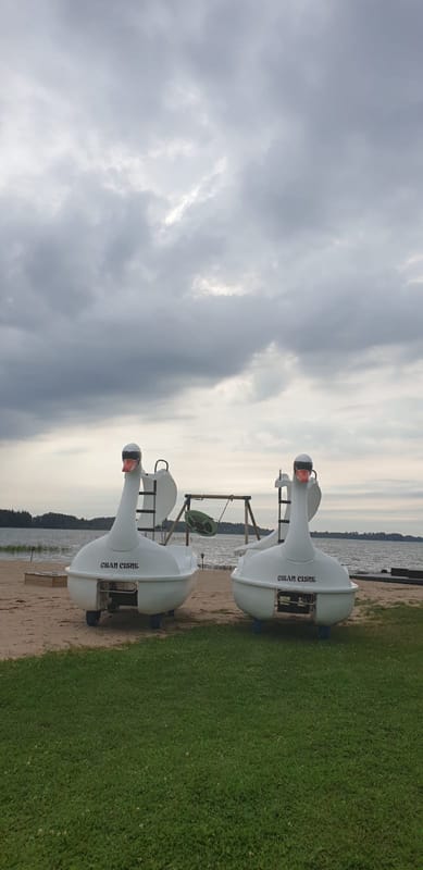 Kalna Raskumi, Viesu nams, Vecpiebalga, Alauksta ezers | Swan water bike with water slide